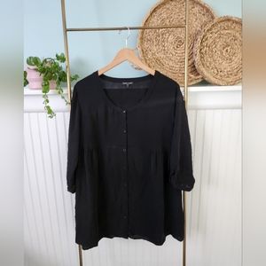 Eileen Fisher Silk Georgette Crepe Round Neck Top